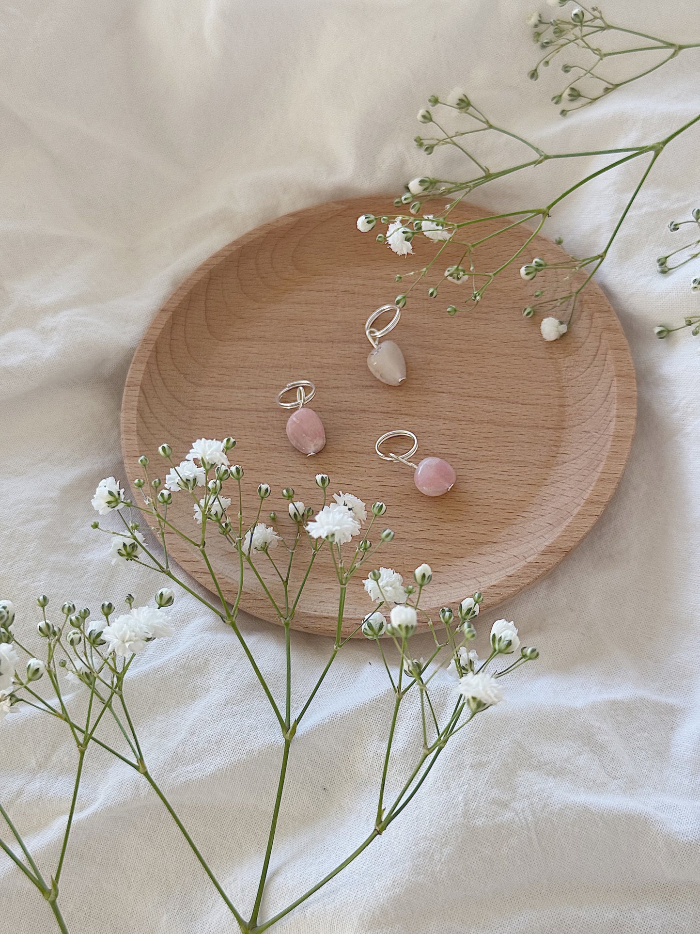 #86 Maskemarkør - Rosa/grå/beige perle (sølv)